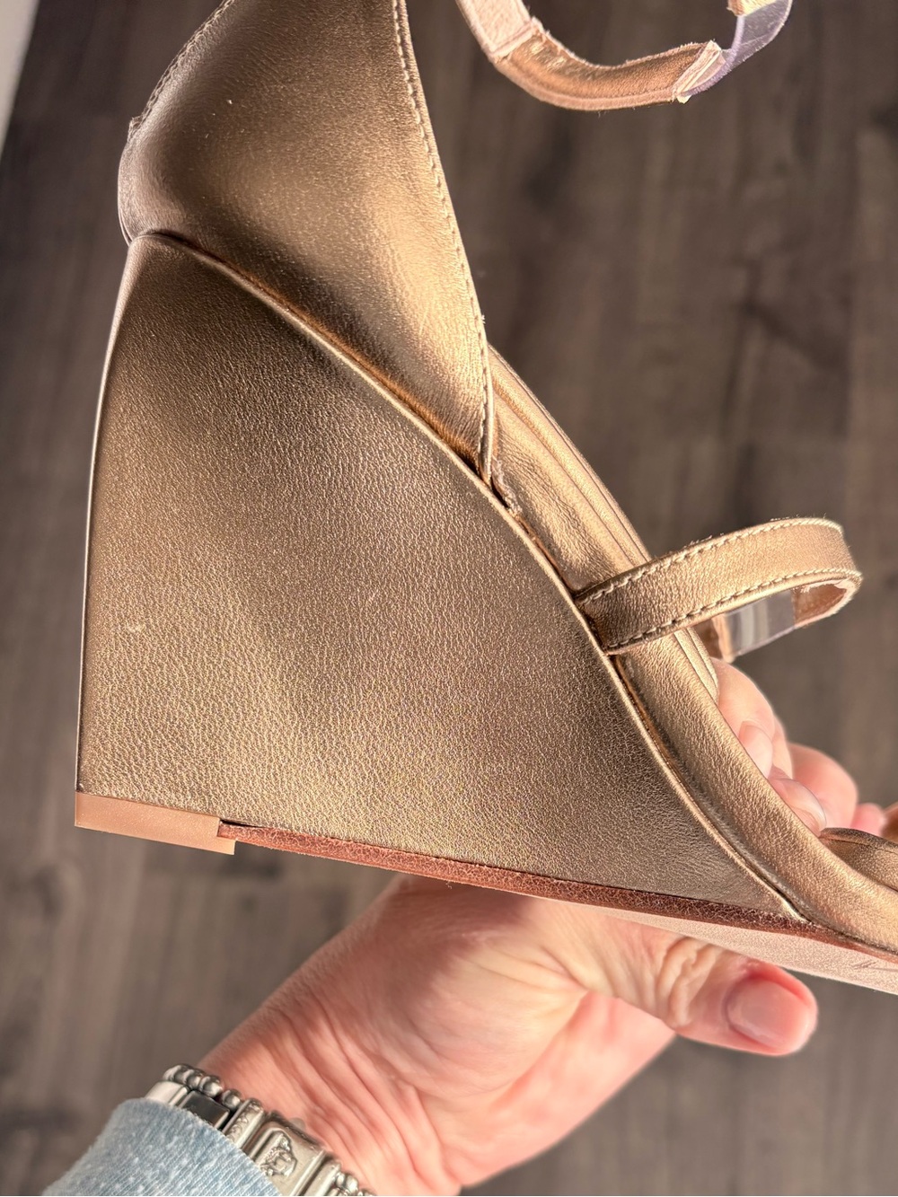 Tamara Mellon Rose Gold Strappy Block Heel Sandals - Picture 4 of 8